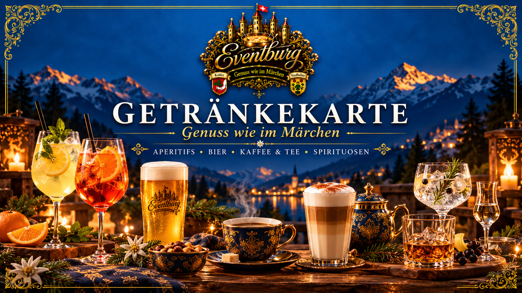 Getränkekarte der Eventburg